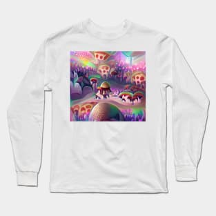 Psychedelic Mushroom World Long Sleeve T-Shirt